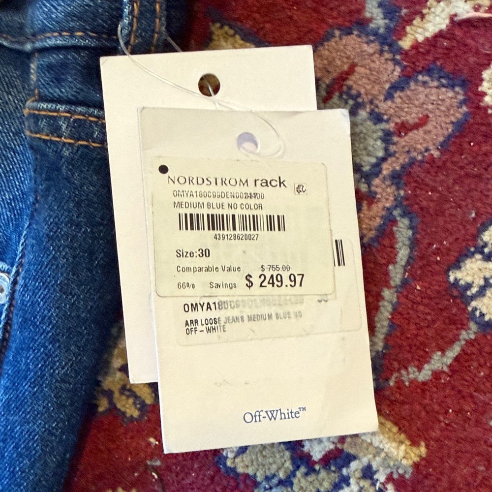 Off-White ARR Loose Leans Medium Blue Jeans 30 X 32 - Picture 8 of 12